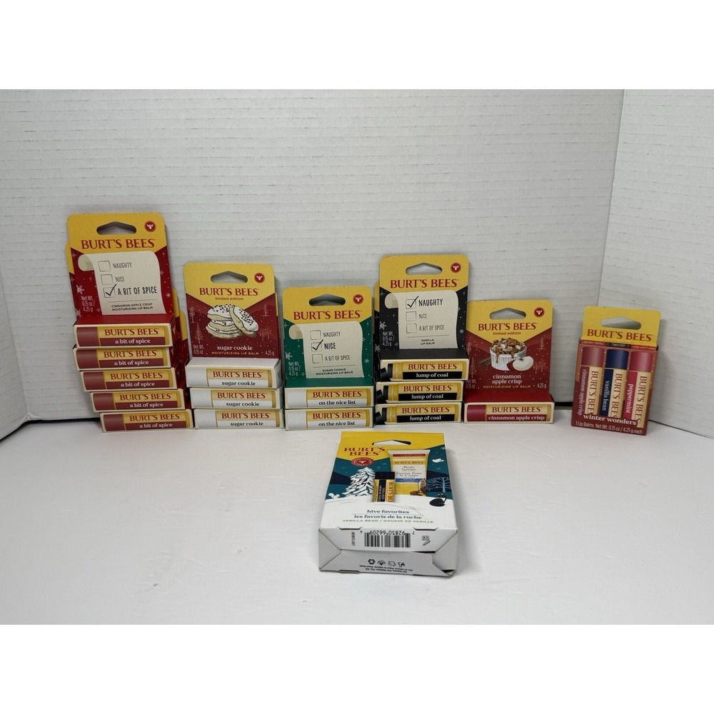 New Burt's Bees Lip Lot 19 Piece Holiday